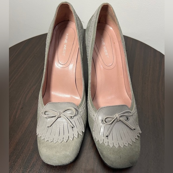 Nine West Oxford Bow Detail Suede Heels - Picture 2 of 5